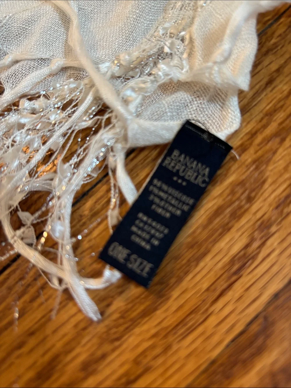 Banana Republic Cream Metallic-Thread Fringe Scarf
